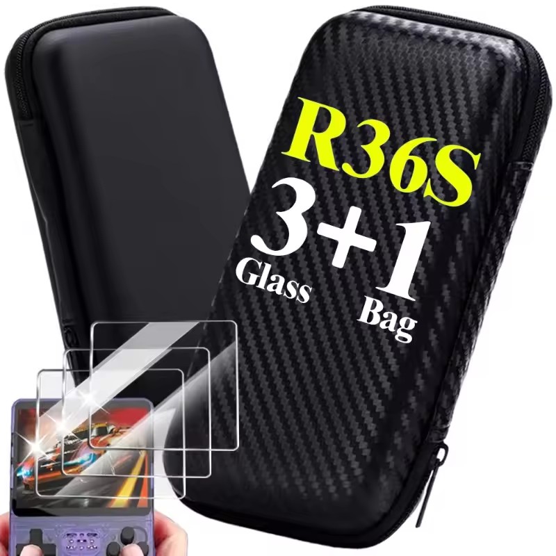 Gaming Console R36S - 4-in-1 hoesje + glas voor R36S