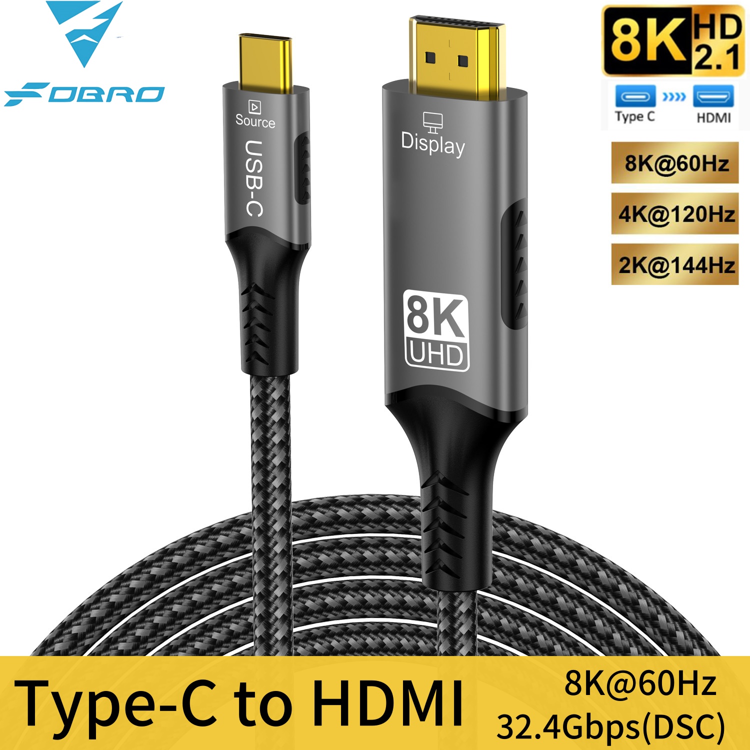 Hdmi Cable 2.1 - 8K Type C naar HDMI 2.1-kabel