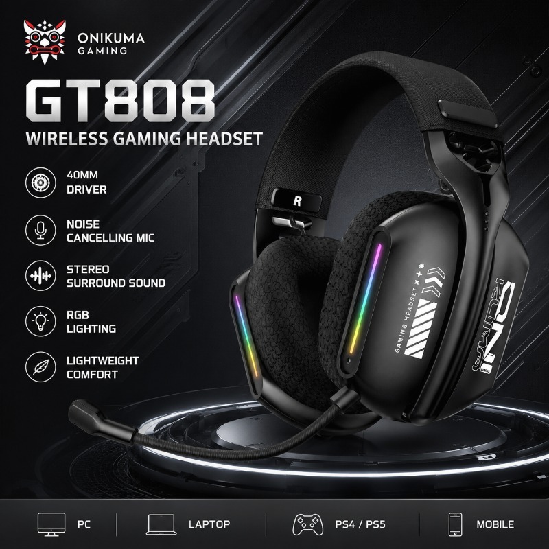 Gaming Console Amazon - ONIKUMA GT808 Gaming Headset Draadloze Bluetooth